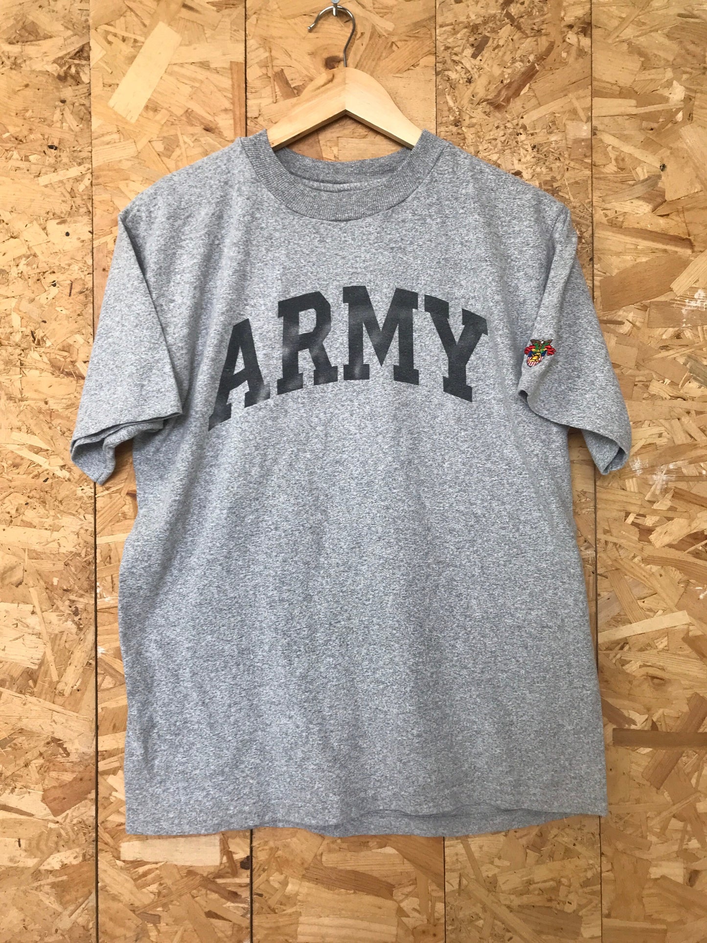 Vintage 80s USA army issue physical training heather grey t-shirt size medium West Point academy AHG