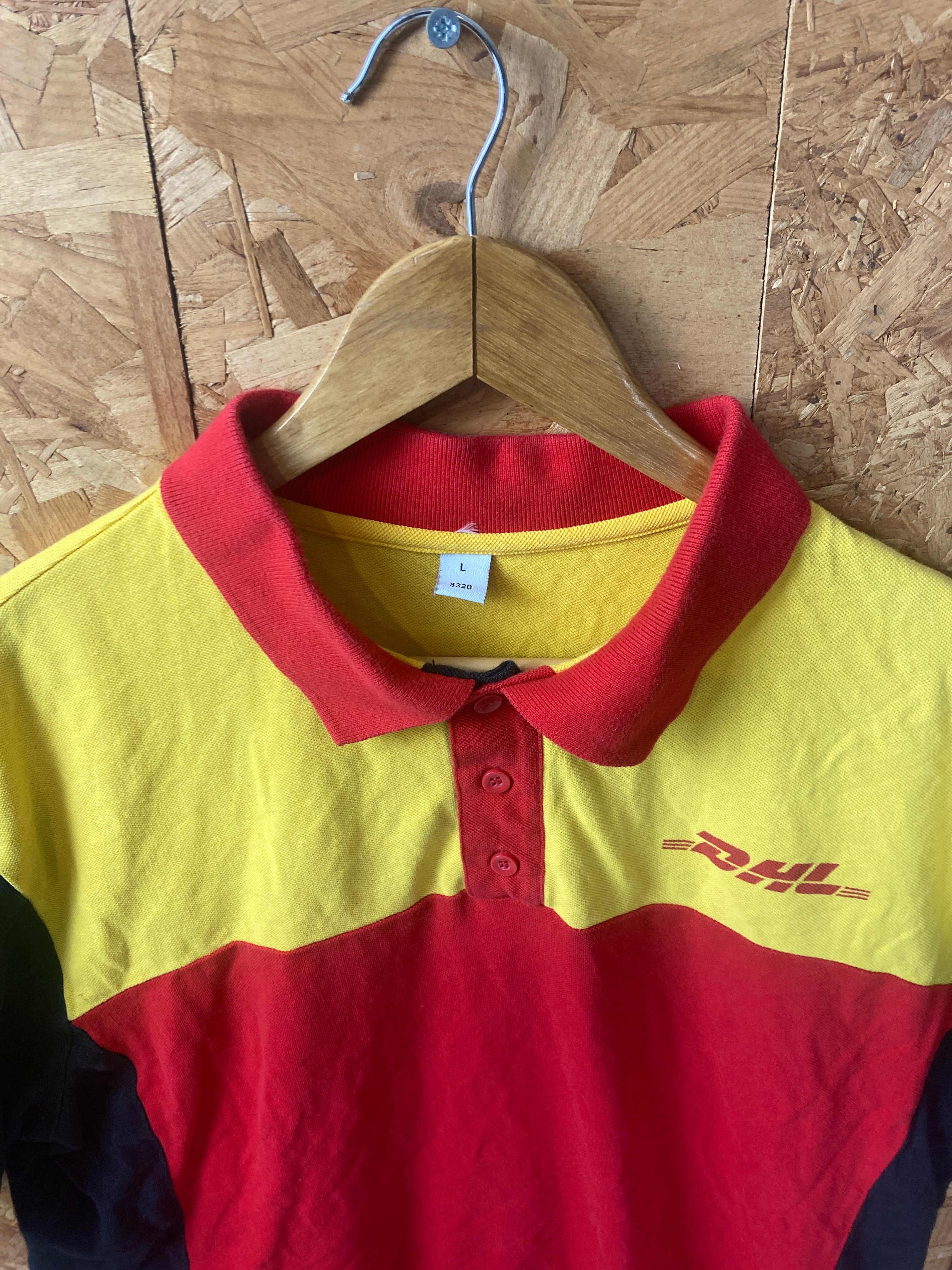 Vintage quirky red yellow postal workers souvenir polo t-shirt  size large