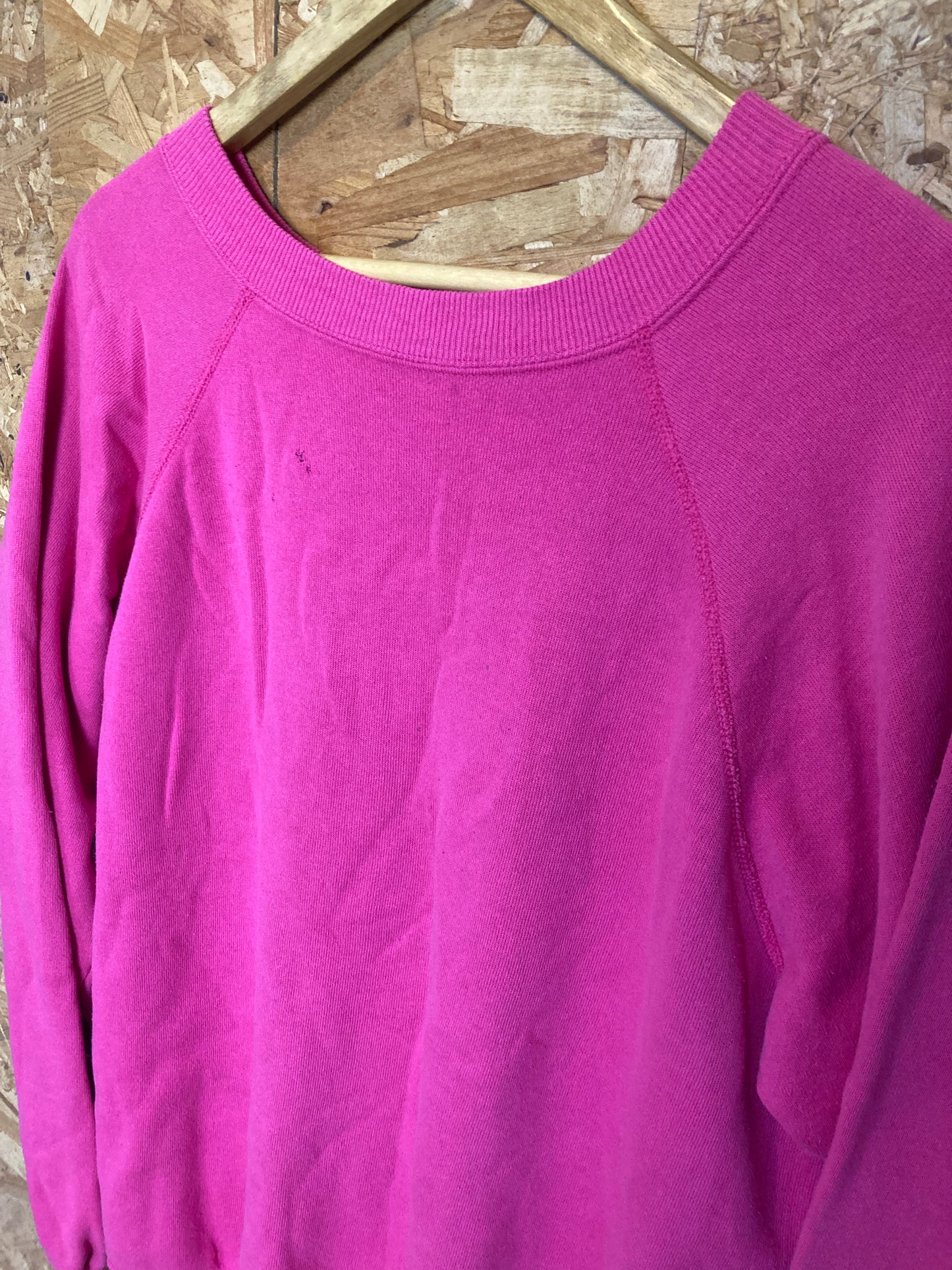 Vintage 90s cerise neon pink plain solid colour crew neck sweater size XXL