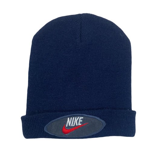 Vintage Y2K Nike minimal logo navy blue winter beanie hat