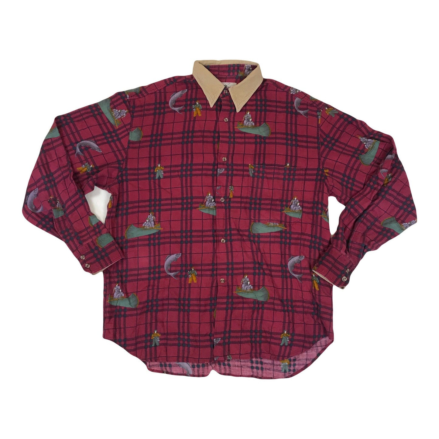 Vintage 90s red check fishing hunting  soft brushed cotton shirt size large by Henry Cottons