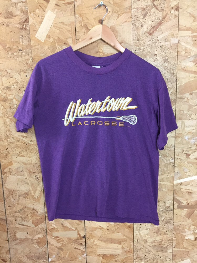 Vintage 80s Watertown lacrosse purple quirky USA souvenir t-shirt size large