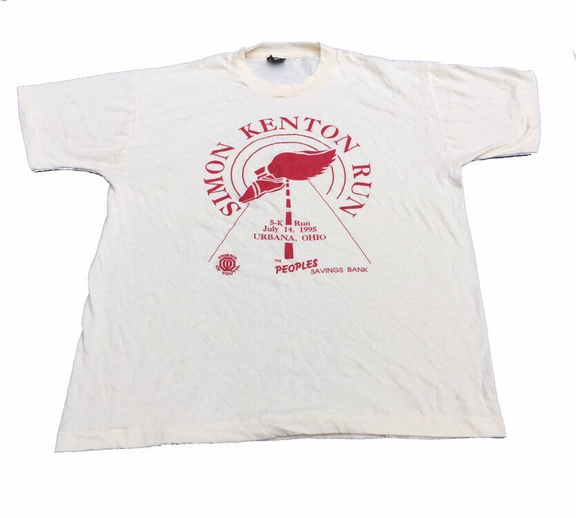 Vintage 90s USA Souvenir beige Simon Kenton Run Urbana Ohio t shirt size XL