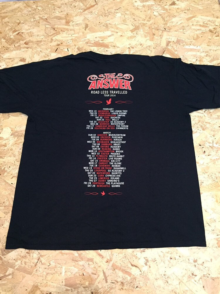 The Answer Irish Rock Band road less traveled 2014 UK tour t-shirt with dates on back size XL