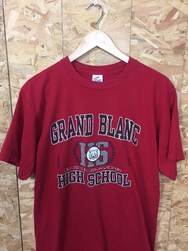 Vintage 90s red Grand Blanc Bobcats High School USA college souvenir t-shirt size large