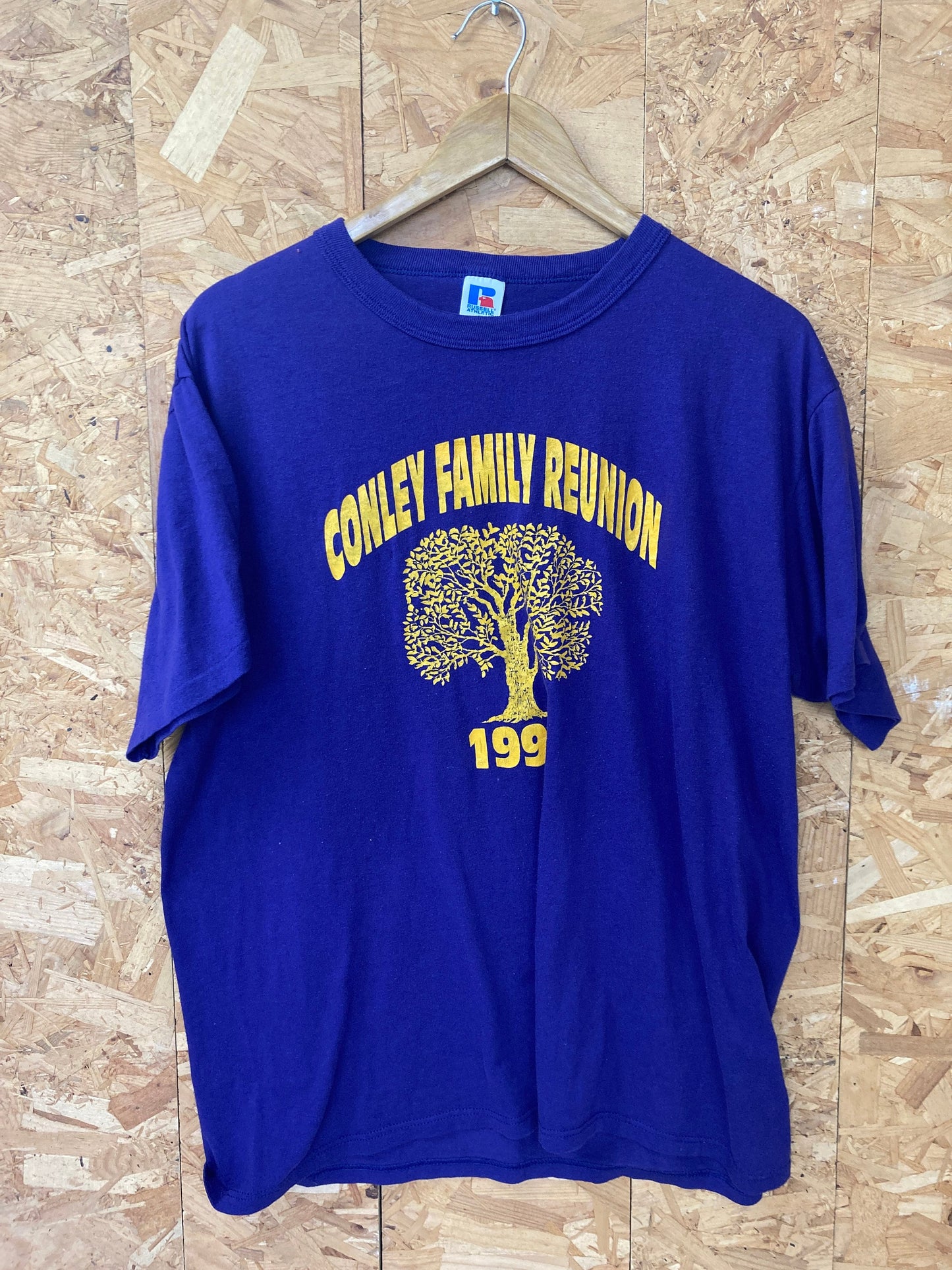 Vintage 90s Conley Family Reunion Together in Love - Monroe LA USA souvenir quirky purple yellow t-shirt size large