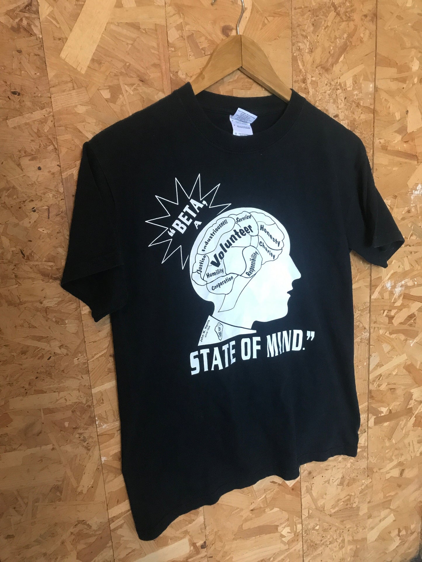 Vintage 90s quirky nerdy science Beta A 'State of Mind'  USA faded black souvenir t-shirt size small