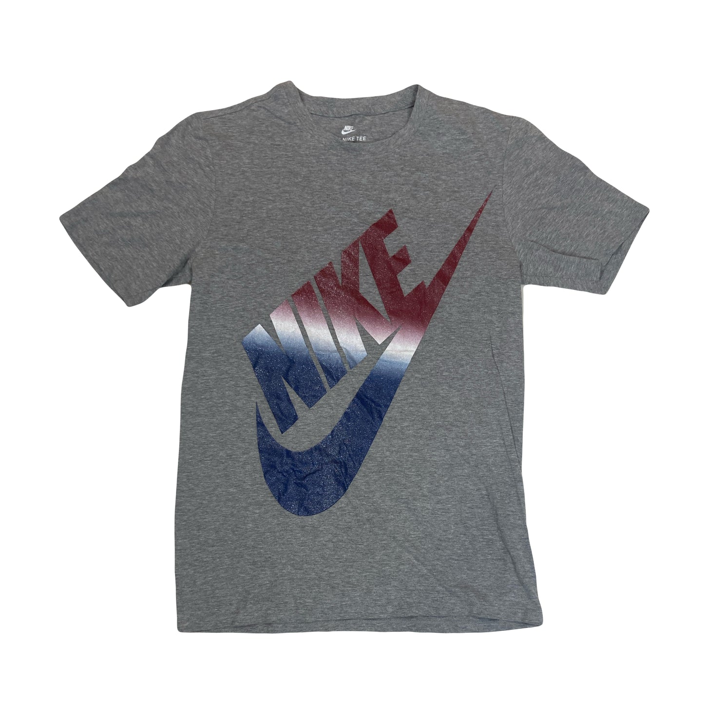 Vintage Y2K grey red blue Nike glitter swoosh t-shirt size small