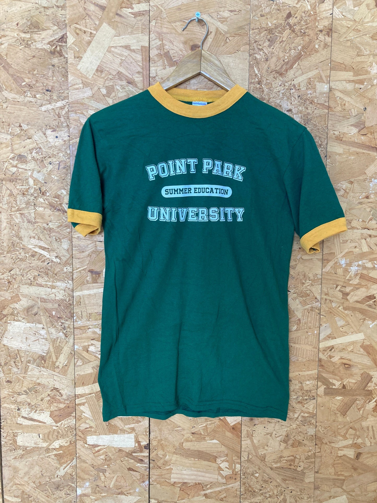 Vintage 90s dark green & yellow Point Park University Summer Education souvenir USA t-shirt size small