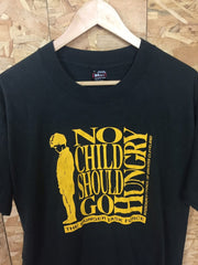 Vintage 90s Cleveland hunger task force faded black & yellow t shirt size XL