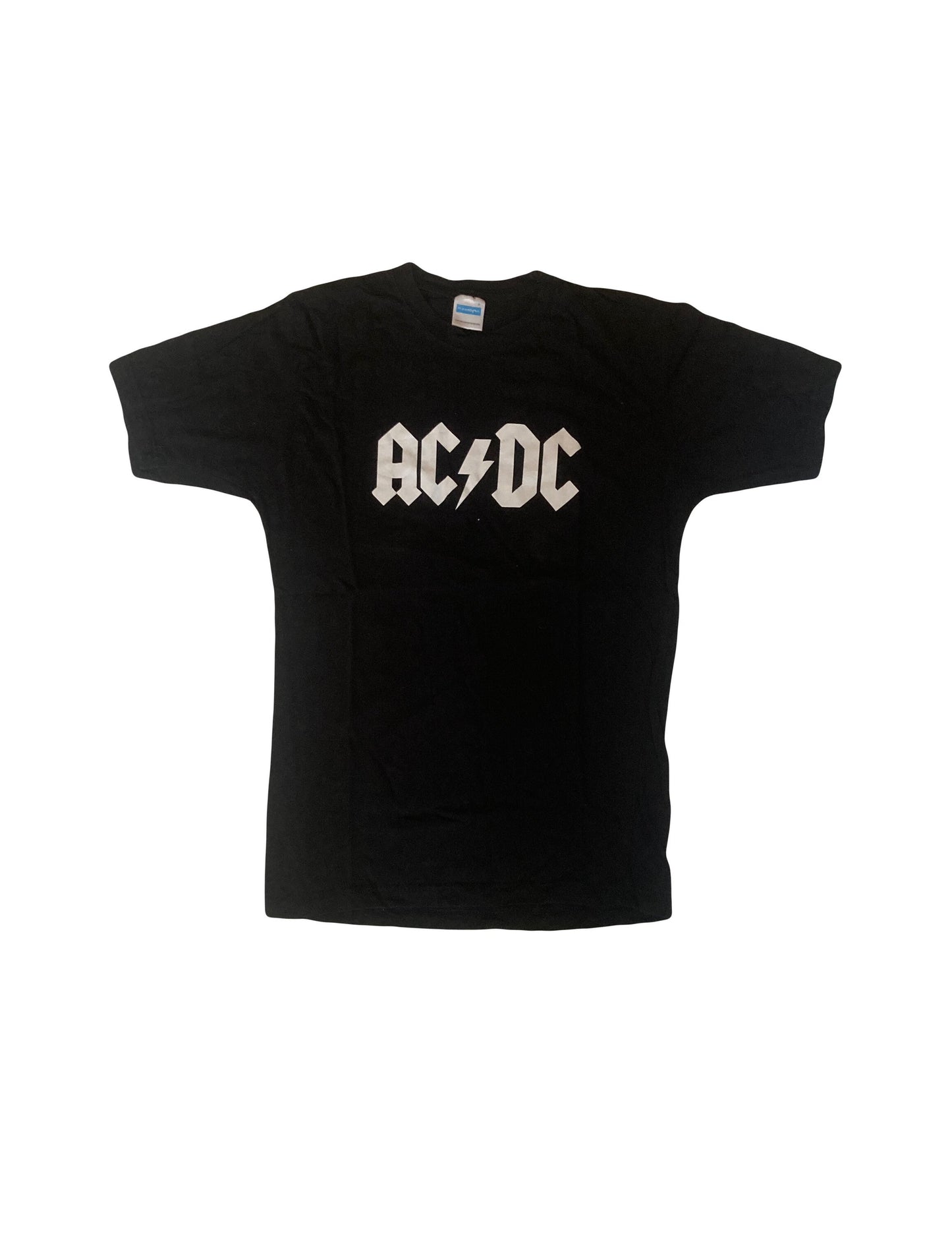 Vintage 00s AC/DC rock band plain black front logo t-shirt size small