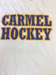Vintage Carmel Hockey team ‘Follow me to the rink’ USA college sports souvenir white t-shirt size large
