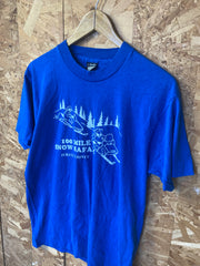 Vintage 90s blue 100 mile snow safari forest county souvenir t-shirt size large