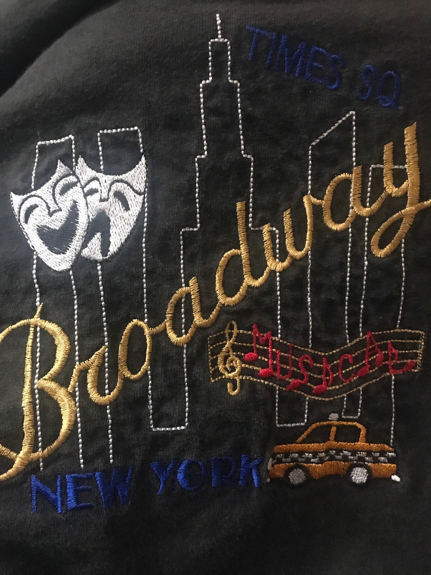 Vintage 90s Broadway, Times Square NY embroidery black USA souvenir t-shirt size XL