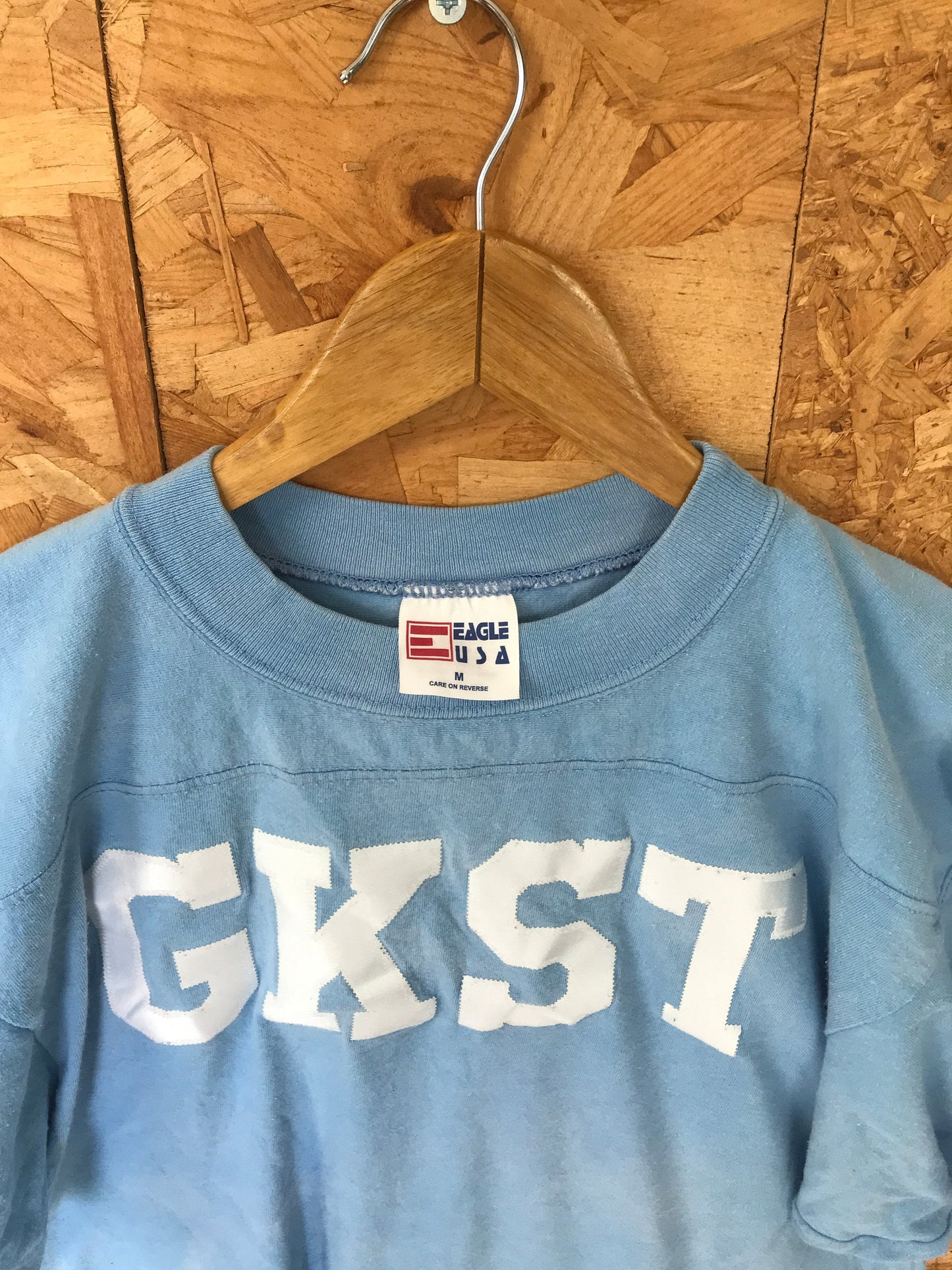 Vintage 90s light blue Kaitlyn GKST college varsity team football USA t-shirt size medium