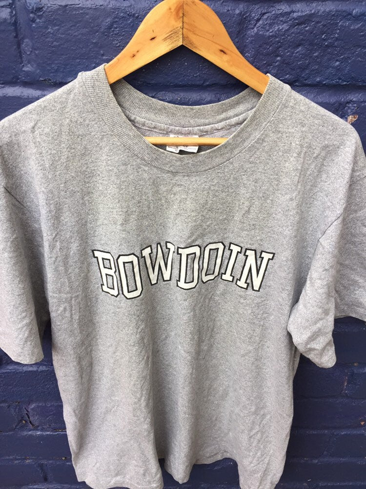 Vintage 90s USA college Bowdoin souvenir grey t-shirt by the cotton exchange size large