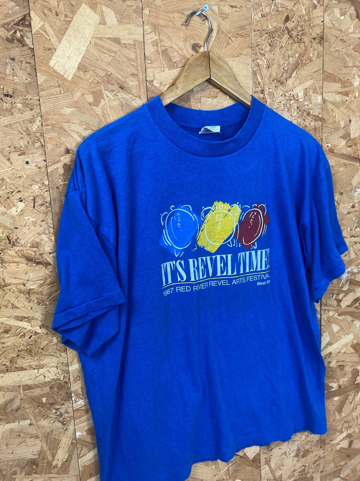 Vintage 80s Red River Revel Arts Festival 87’ blue t-shirt size XL