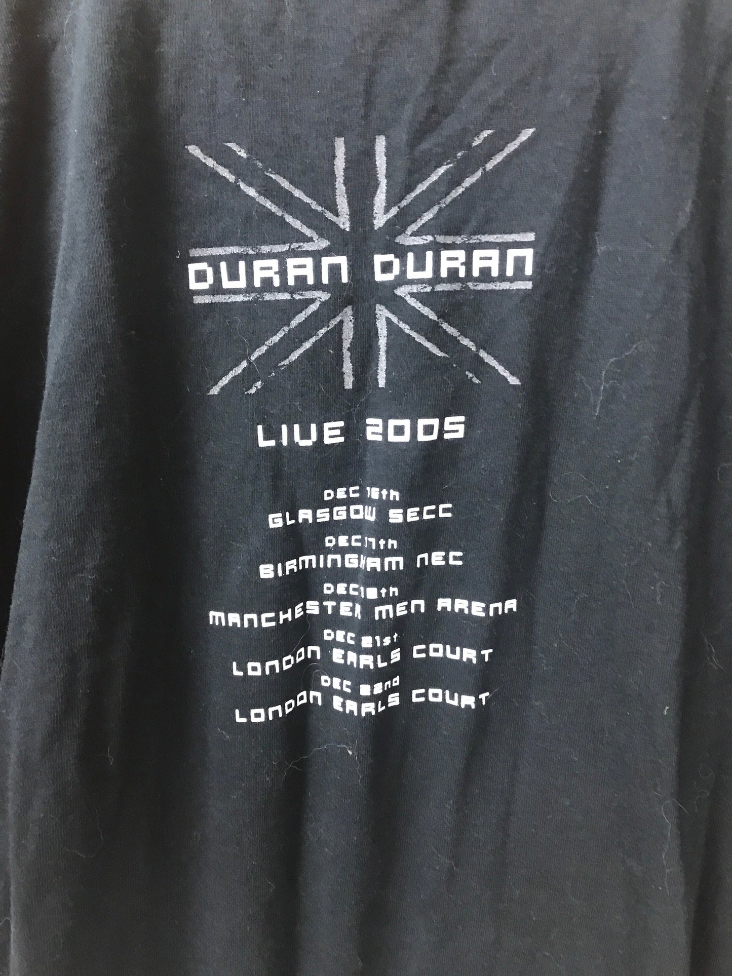 Vintage 00s Duran Duran 80s pop band 2005 UK tour black t-shirt size XL