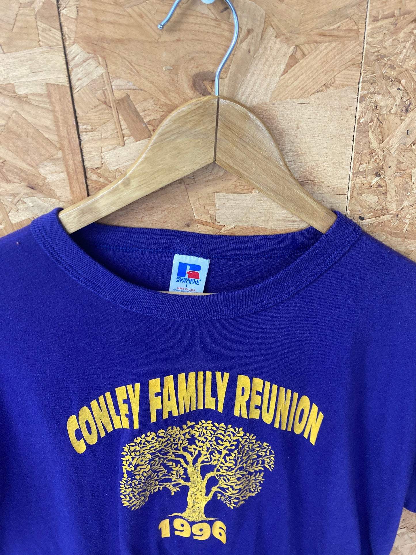 Vintage 90s Conley Family Reunion Together in Love - Monroe LA USA souvenir quirky purple yellow t-shirt size large