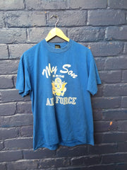 Vintage 90s My son is in the Air Force USA patriot souvenir mid blue t shirt size XL