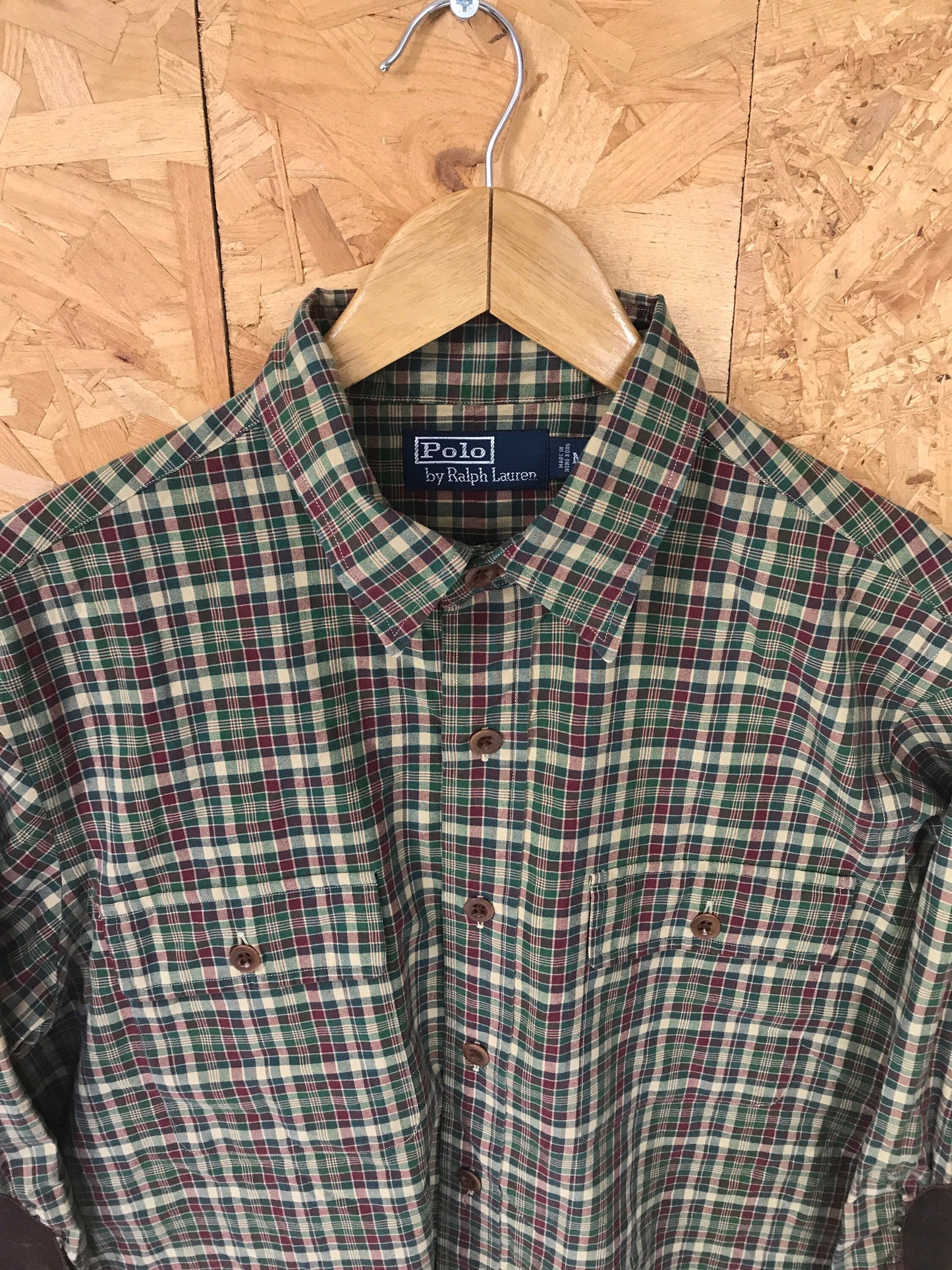 Vintage Y2K Ralph Lauren mens vintage brown and green check shirt with elbow patches size medium