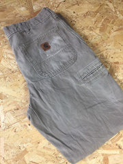 Vintage 90s Carhartt beige carpenter work pants distressed worn size W34 x L32
