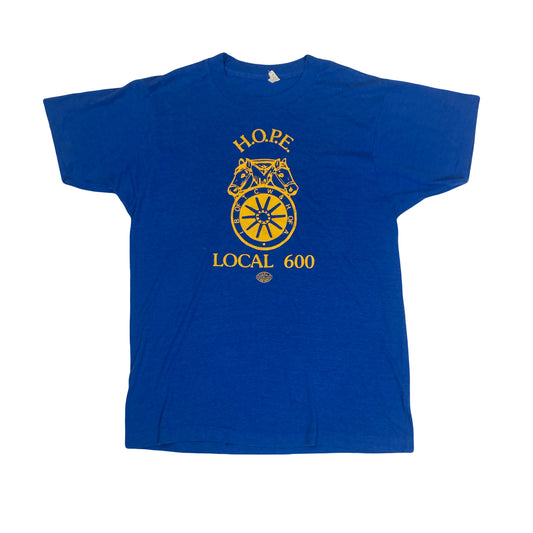 Vintage 80s blue HOPE local 600 workers union USA souvenir t-shirt size large