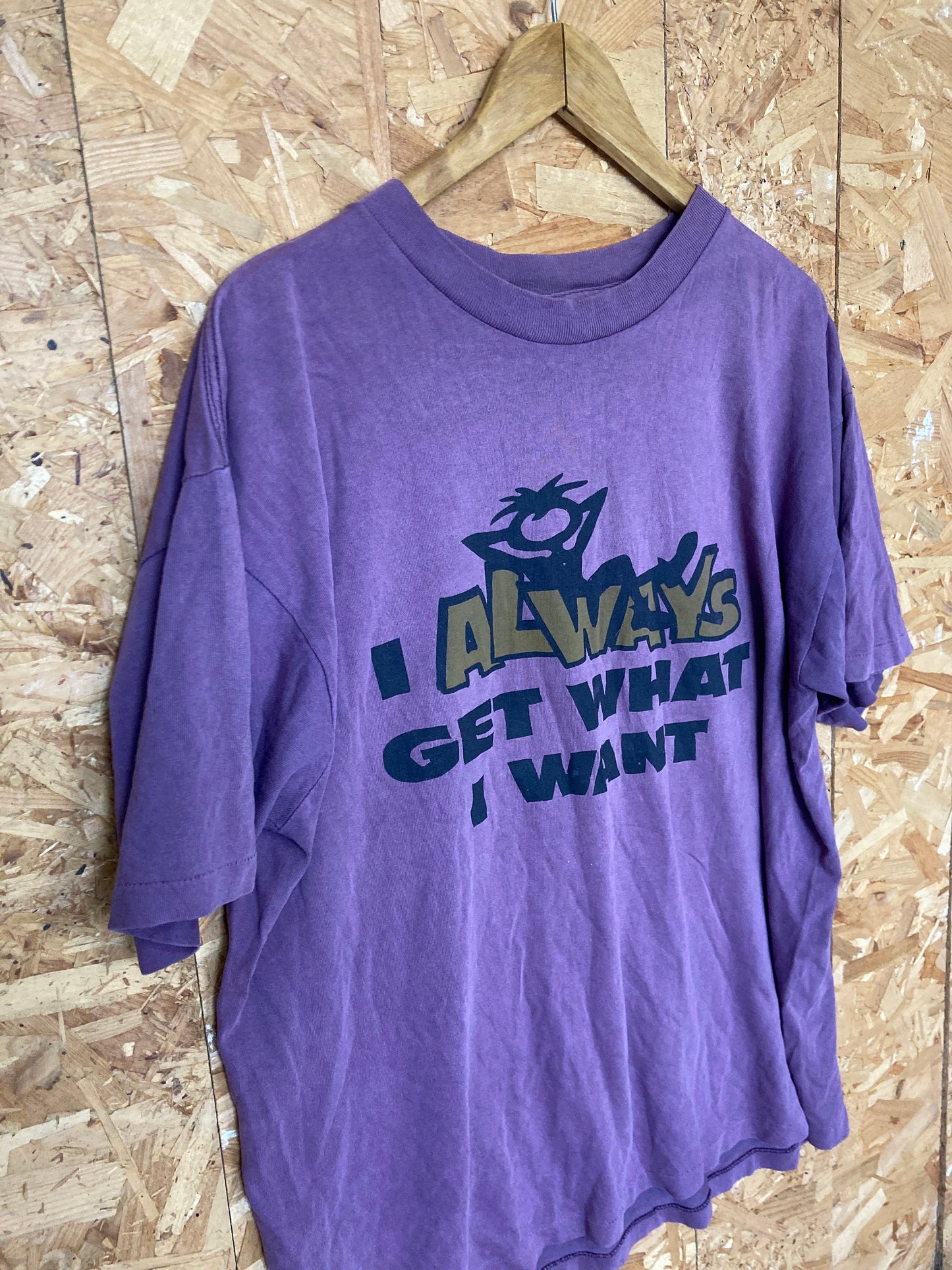 Vintage 90s I Always Get What i Want dark mauve purple single stitch USA t-shirt size XL