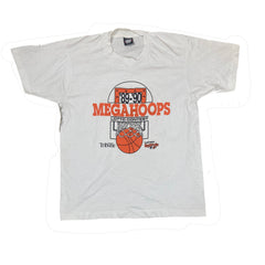 Vintage 89-90 Megahoops basketball Lotto Contest LaCrosse USA souvenir white orange t-shirt size large