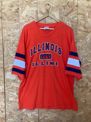 Vintage 90s orange Chicago Illinois Illini USA orange baseball varsity v-neck t-shirt size XL