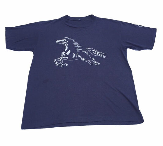 Vintage 80s USA navy blue single stitch mustang horse souvenir t-shirt size medium