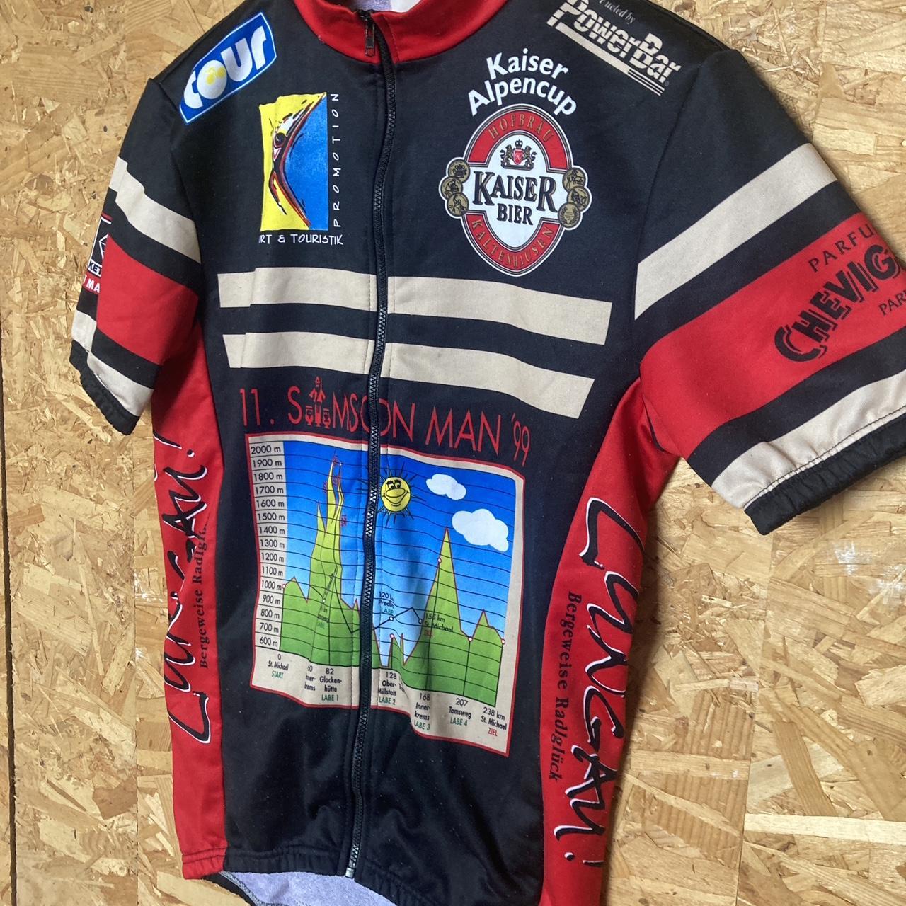 Vintage 90s German Samson Man 99 Kaiser Alpencup Tour de France retro cycle jersey red black size medium