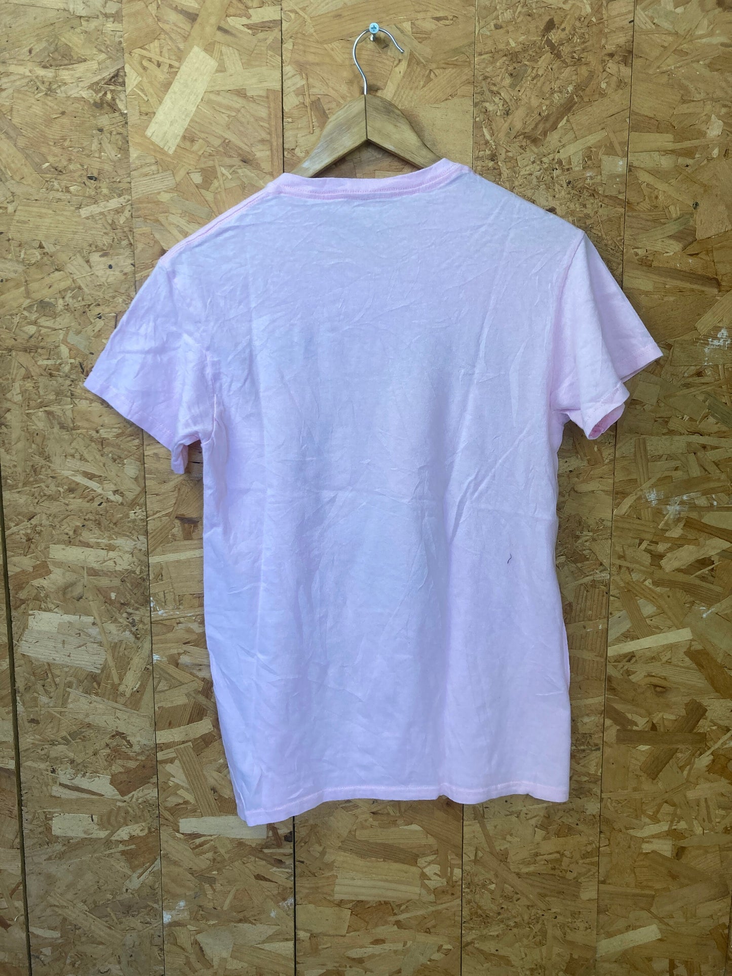 Vintage 90s light pastel pink Good Vibes skeleton hand  t-shirt size medium