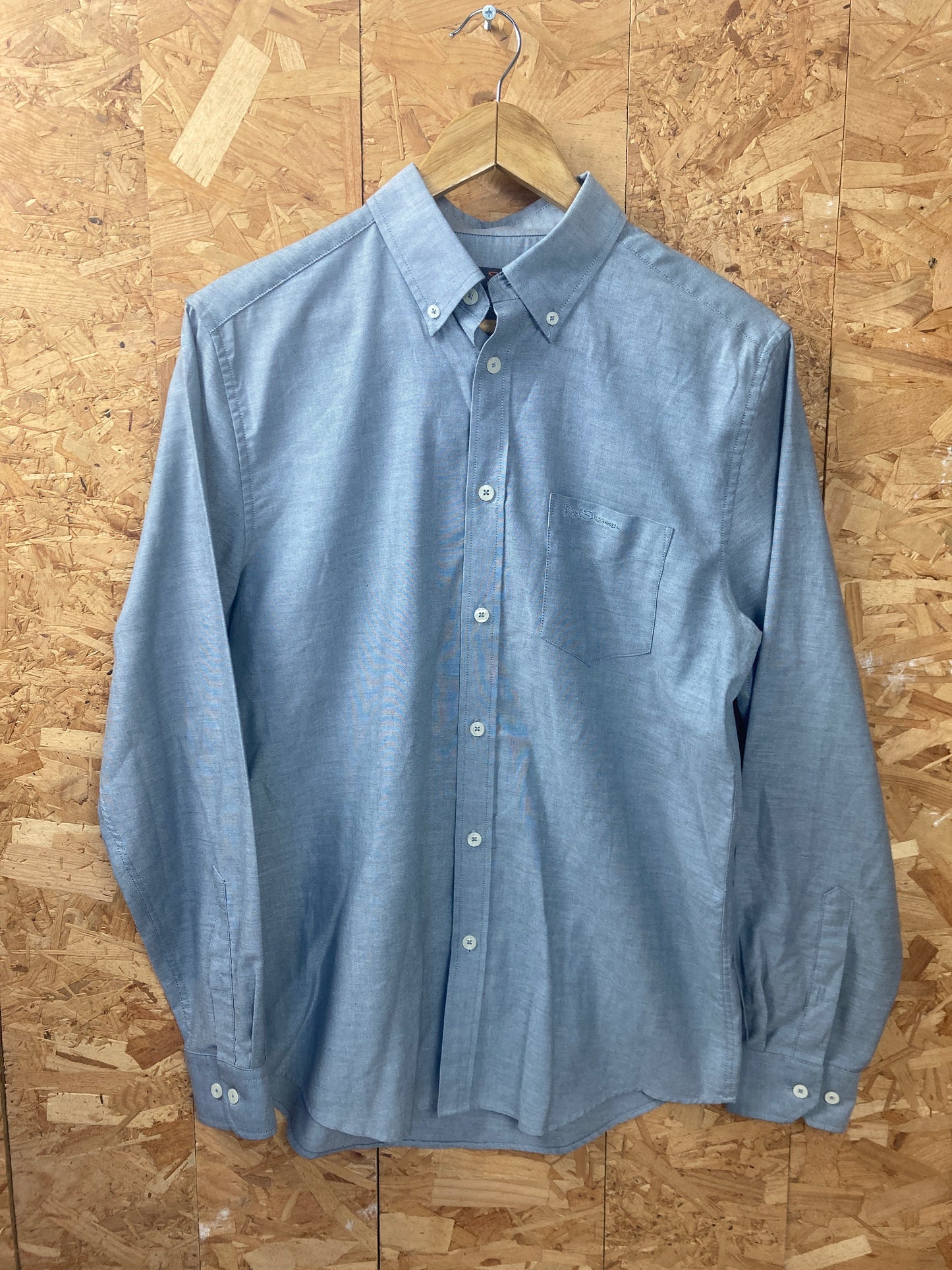 Vintage Ben Sherman mid grey muted long sleeve Mod skinhead cotton button down shirt size small