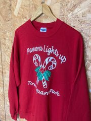 Vintage 90s red Panora lights up USA Christmas crew neck sweater size XL