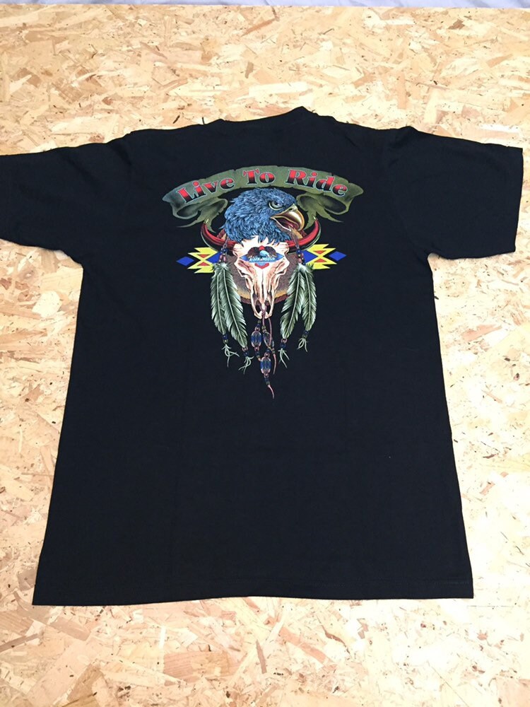 Native Indian mystical wolf dream catcher live to ride t-shirt size large