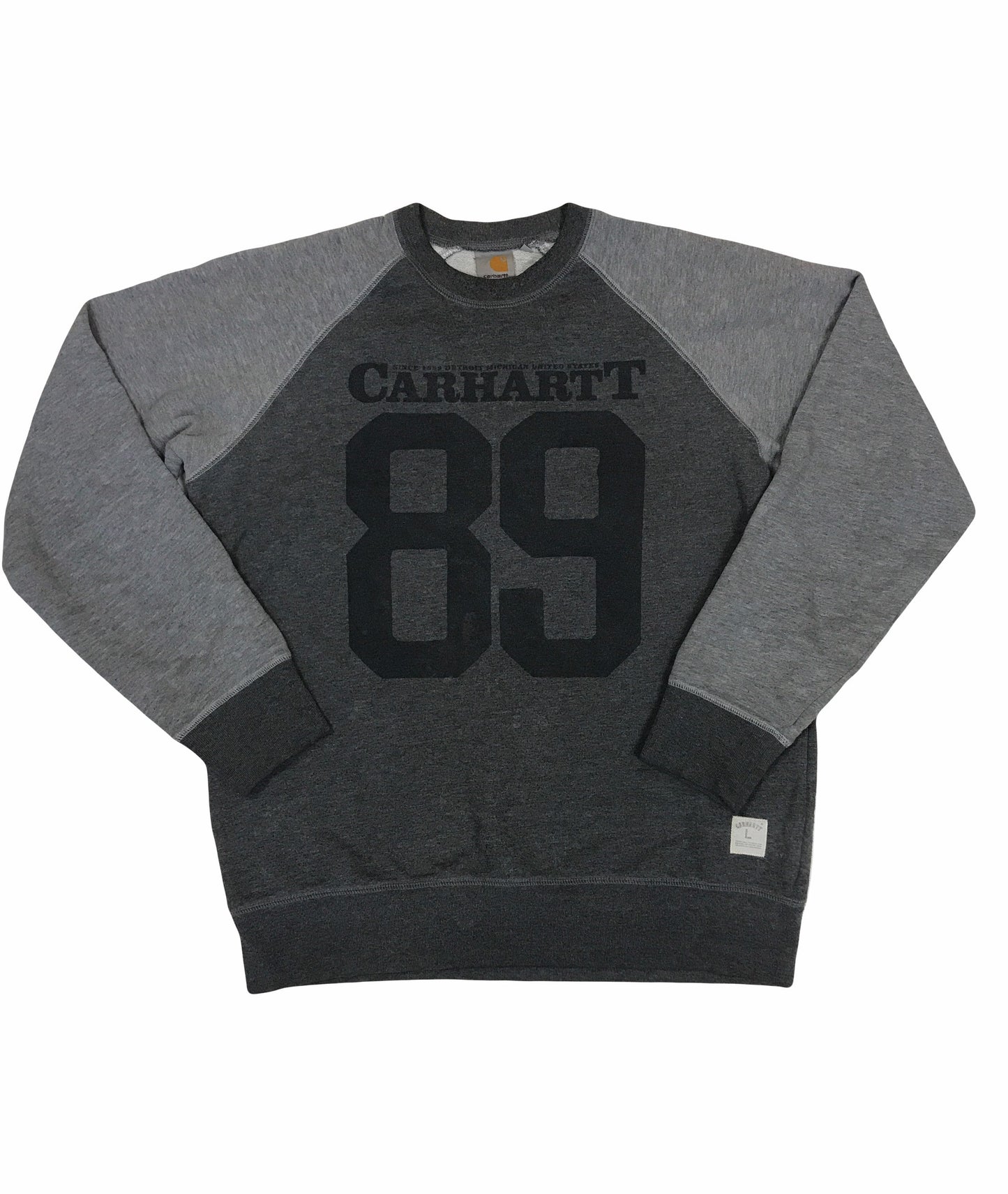 Vintage 90s Carharrt grey 89’ baseball style sweater sweatshirt crew neck size large