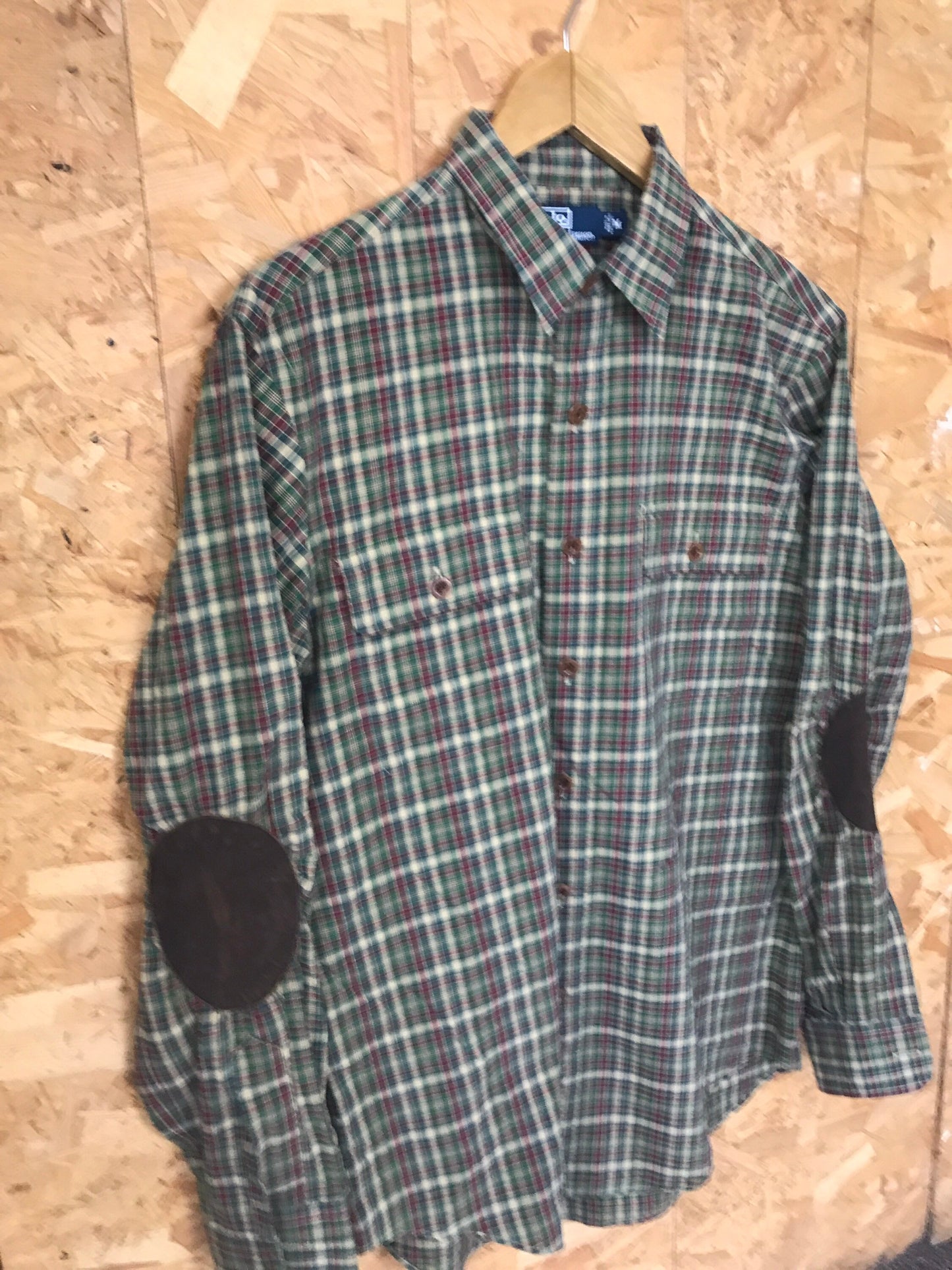 Vintage Y2K Ralph Lauren mens vintage brown and green check shirt with elbow patches size medium