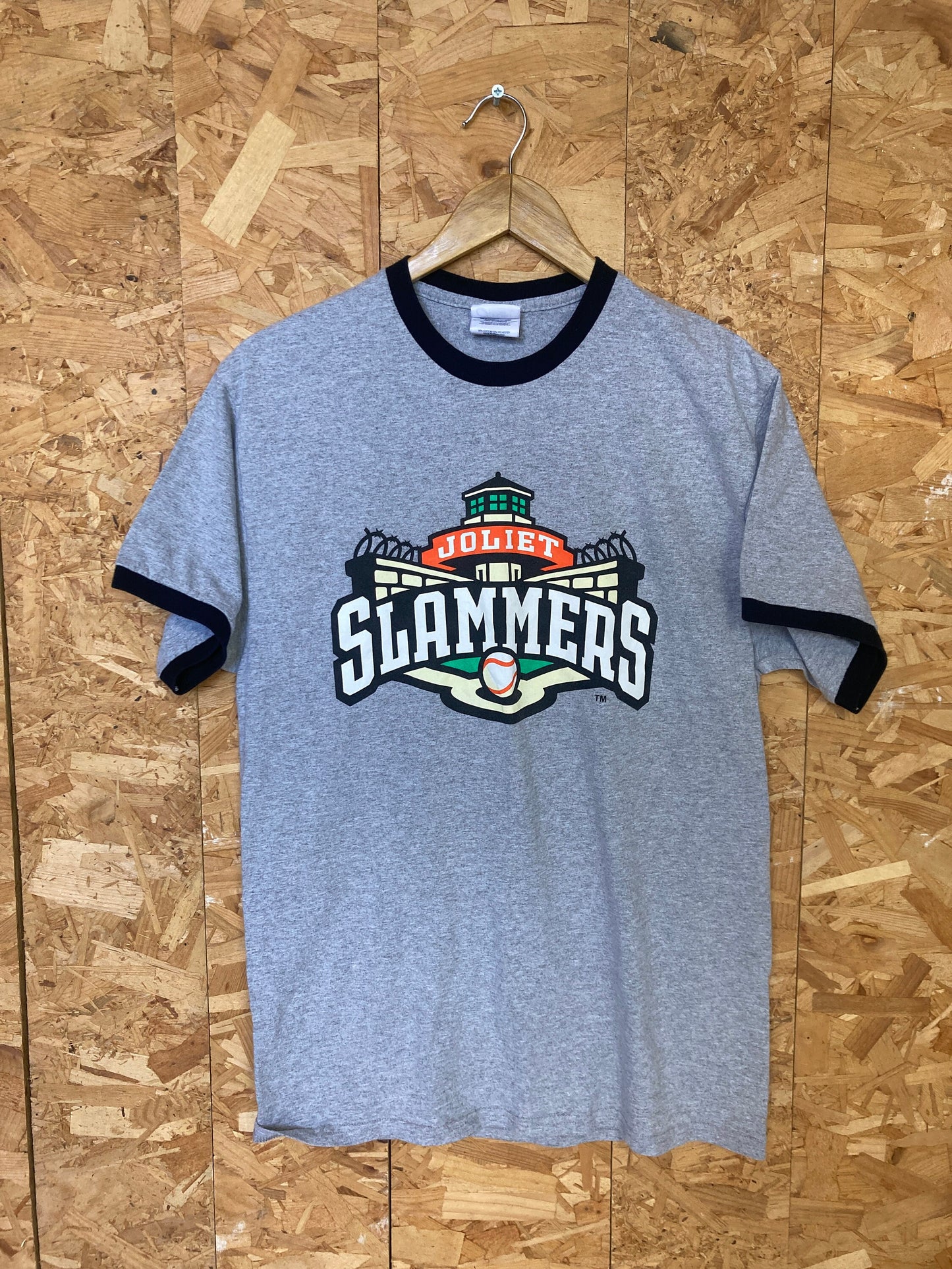 Vintage 90s Joliet Slammers Baseball team Illinois USA souvenir grey marl t-shirt size large