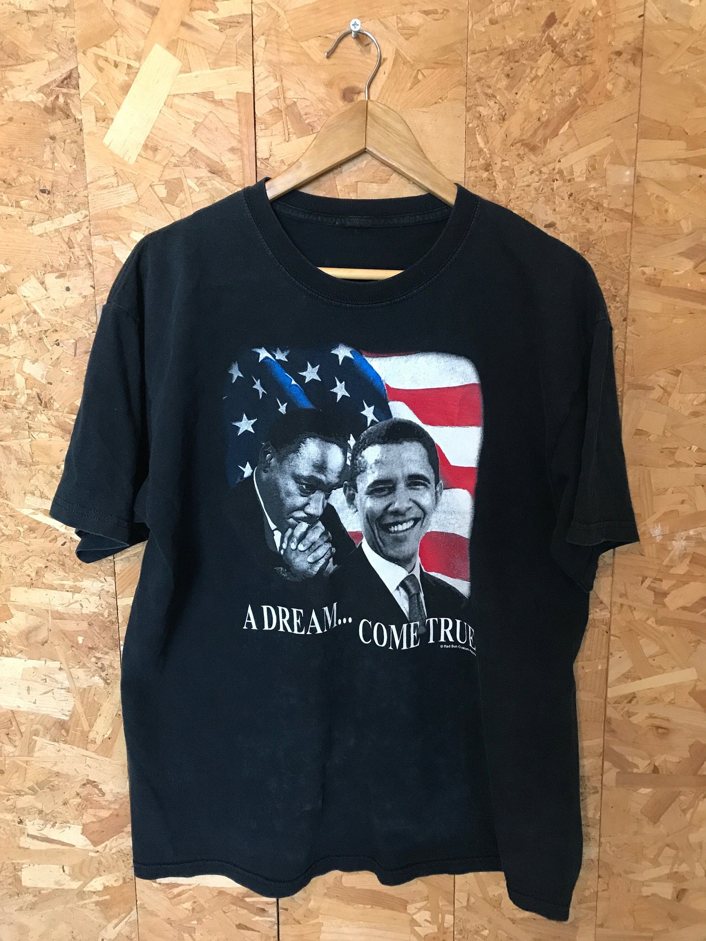 Vintage Y2K Martin Luther King & Barack Obama USA black distressed souvenir t-shirt size XL