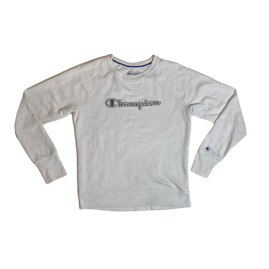 Vintage 90s Champion embroidered white grey sweater size small