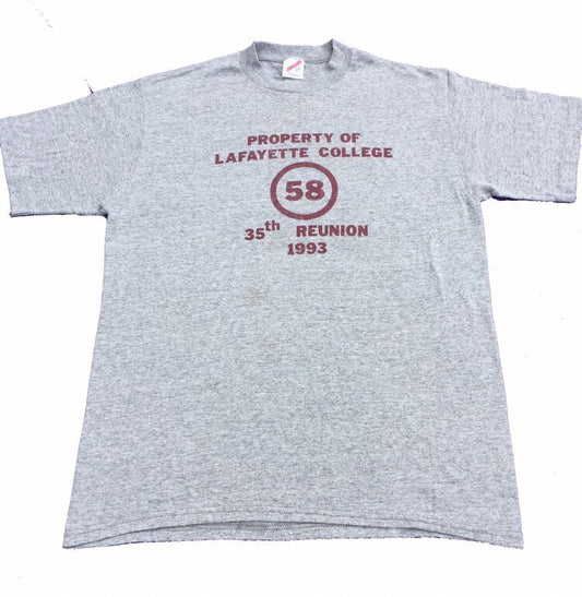 Vintage 93 Lafayette College reunion USA souvenir college varsity grey marl t-shirt size large