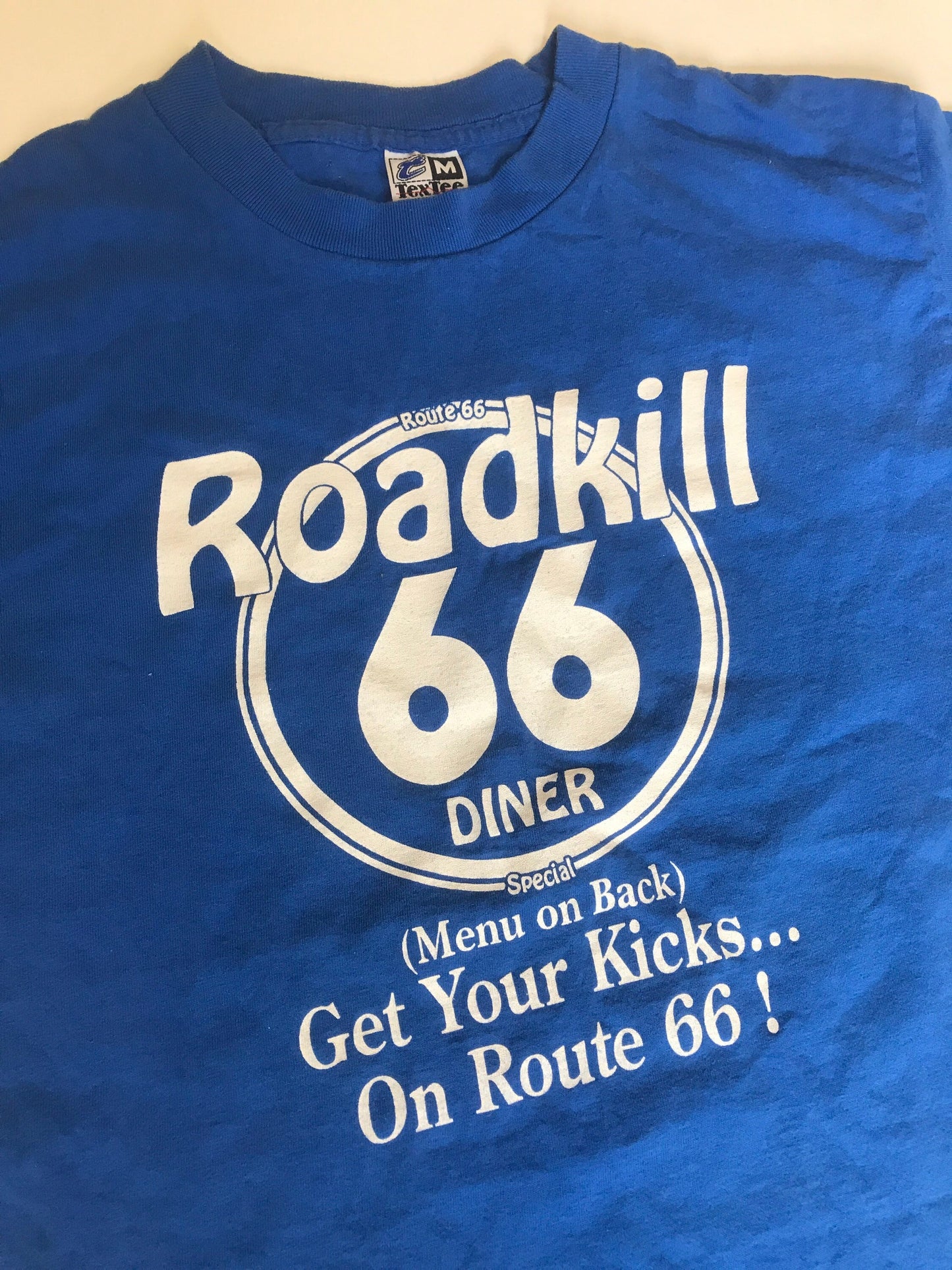 Vintage 80s Roadkill 66 Diner  blue t-shirt size medium