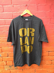 Vintage 90s Orlando Florida USA souvenir college varsity dark grey gold t shirt size extra large