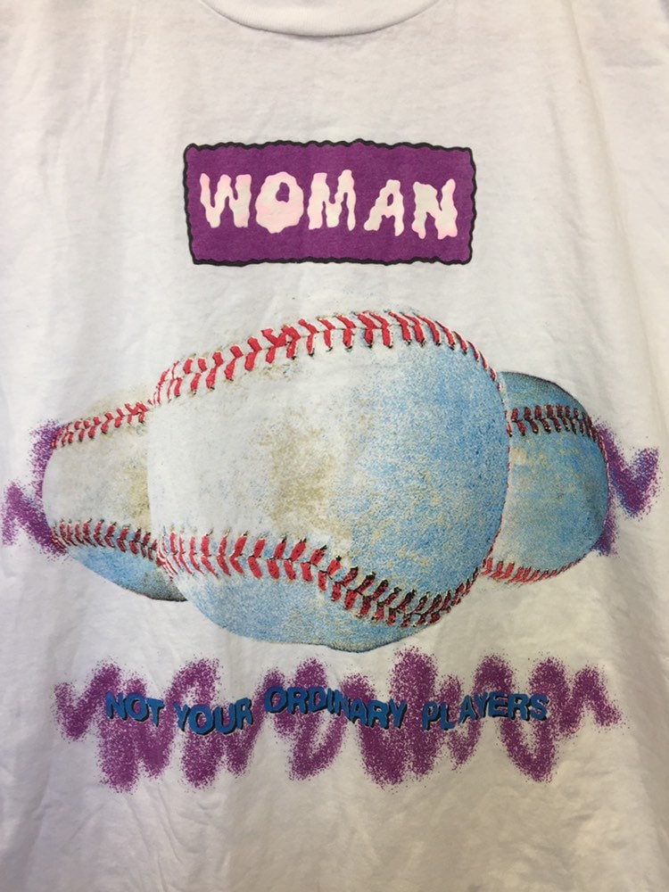 Vintage 90s white Not your ordinary players women baseball USA college sports t-shirt size XL