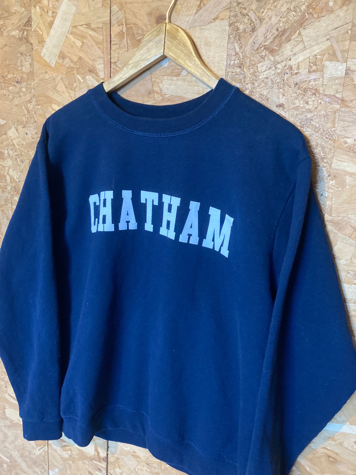 Vintage Y2K black CHATHAM  USA college crew neck sweater size large