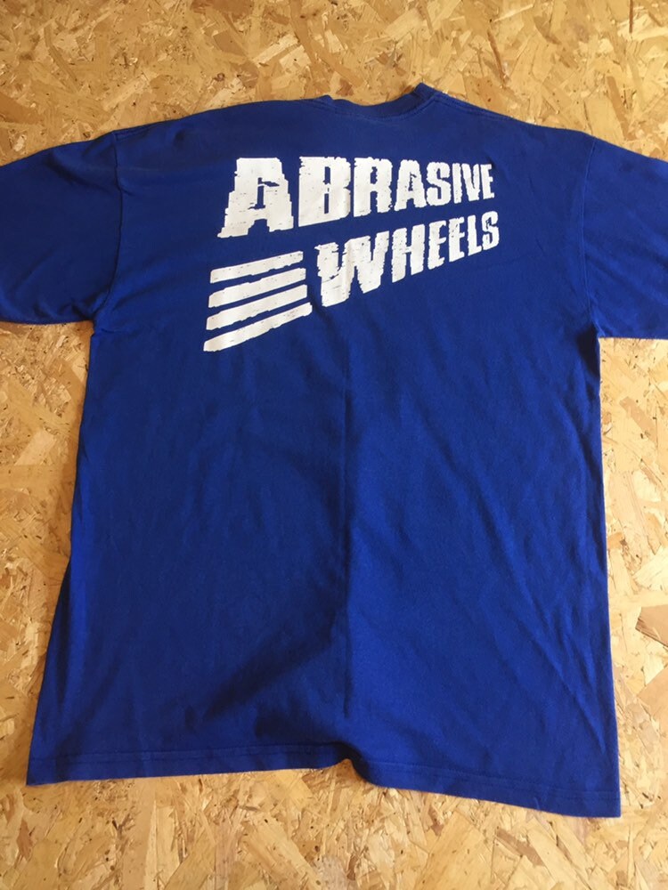 UK Punk band music merch West Yorkshire Punks abrasive wheels t-shirt blue size large