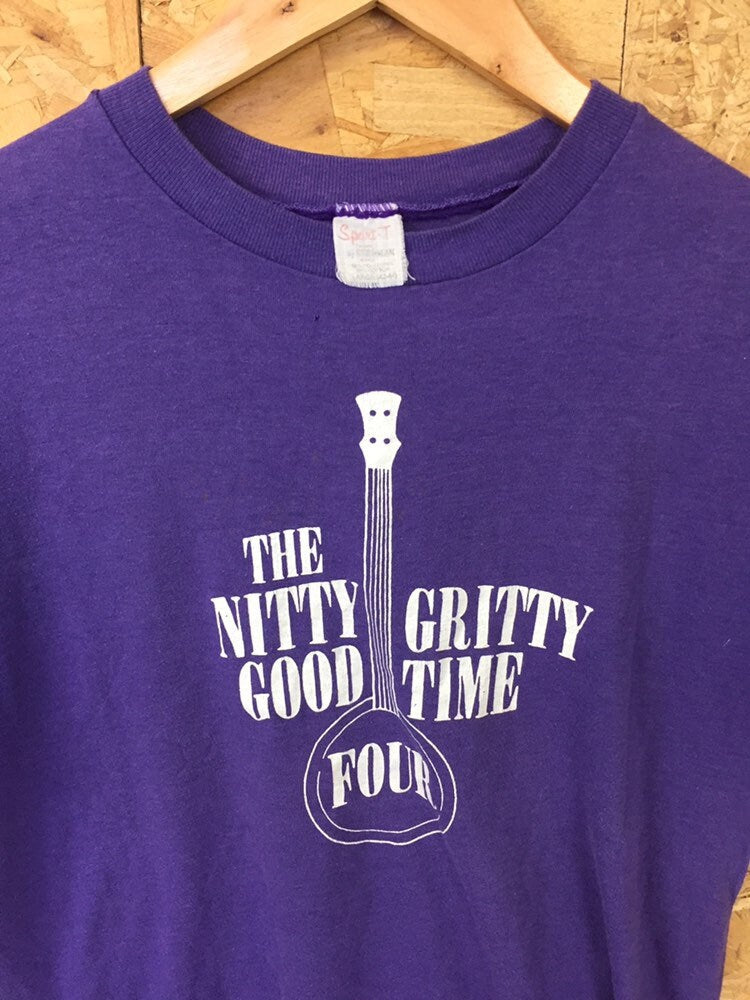 Vintage 80s Nitty Gritty Good Time Four band  purple quirky USA souvenir t-shirt size large