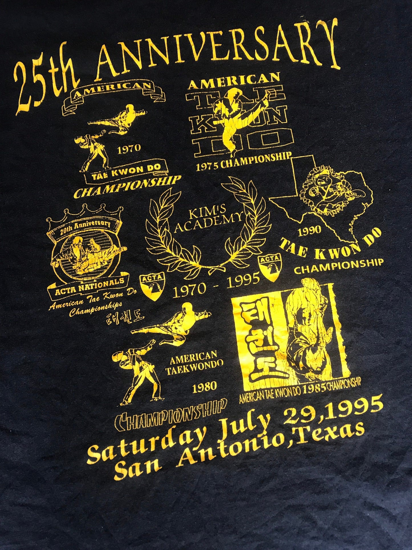 Vintage 1995 25th anniversary Tae Kwon Do championship San Antonio Texas USA souvenir t-shirt size large