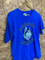 Vintage Y2K blue Horizon Huskies dog print t-shirt size large